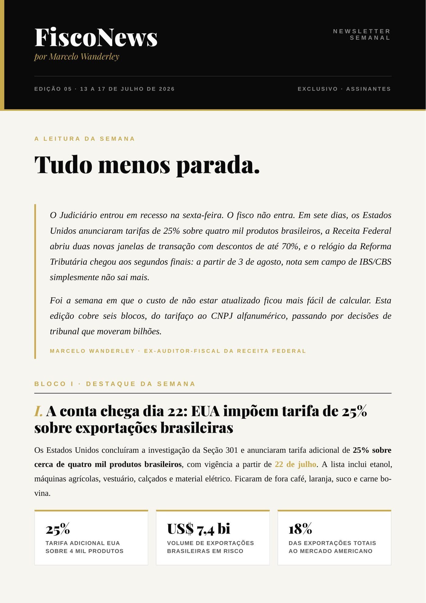 Capa real da newsletter FiscoNews edição 05